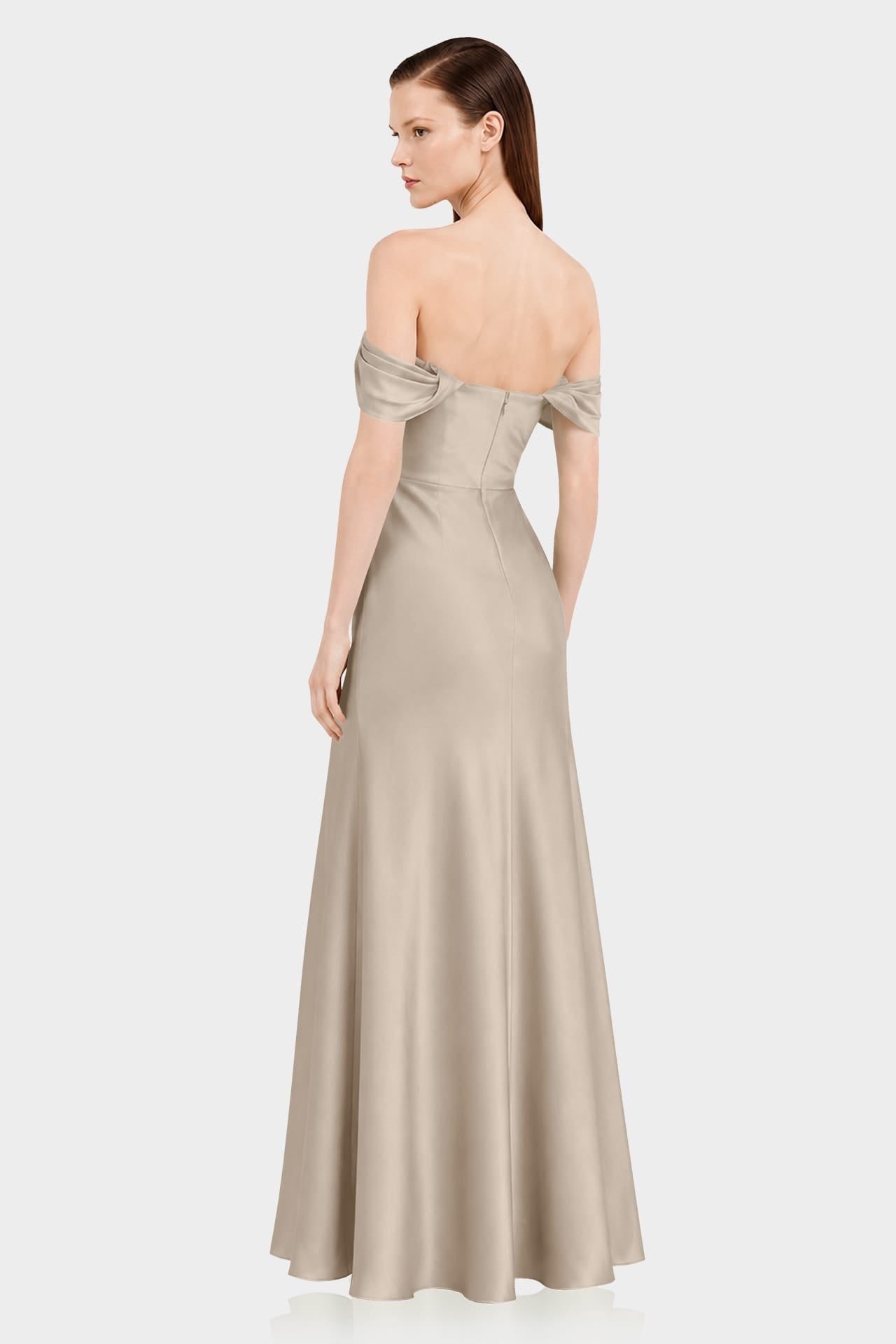taupe off the shoulder dress Satin Bridesmaid Type_Mirror Christmas Tree Dress with Size:LARGE - X-LARGE Wear with delicate kitten