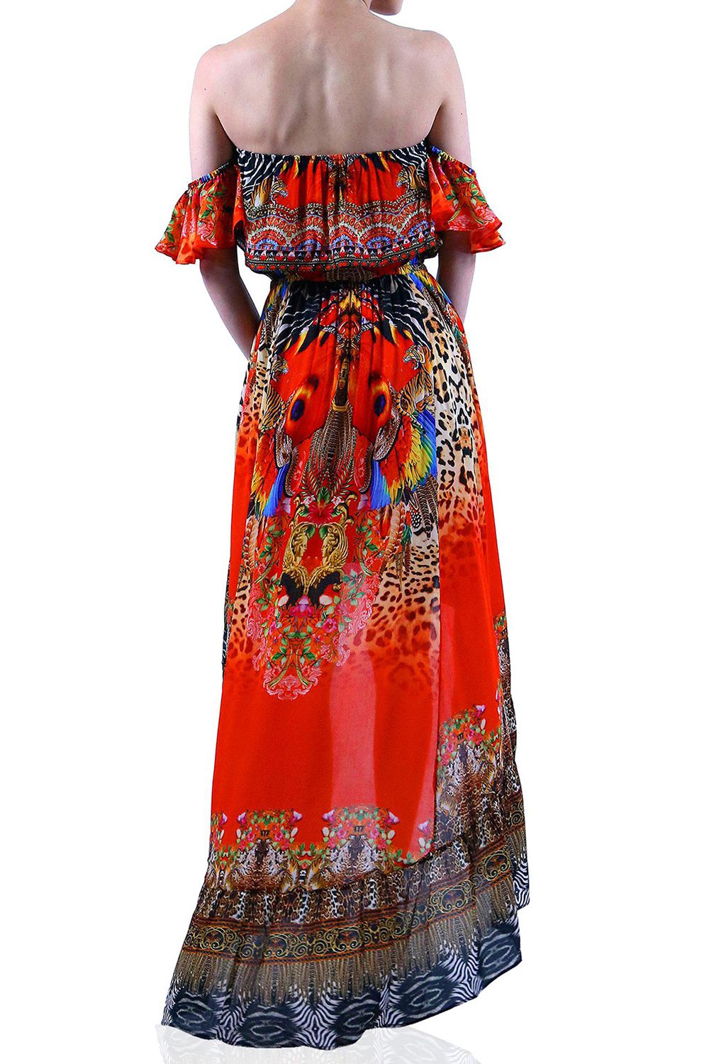  long formal orange dress, formal dresses for women, plus size maxi dresses, Shahida Parides, high low ruffle dress,