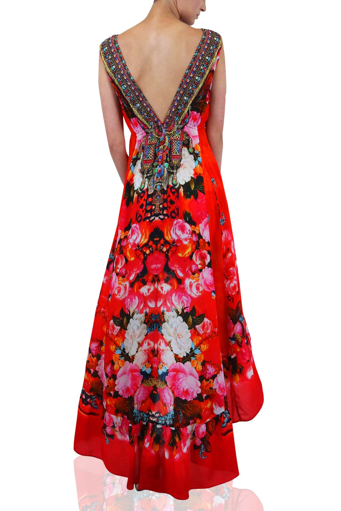  long formal orange dress, summer maxi dresses for women, plunging v neck formal dress, Shahida Parides,