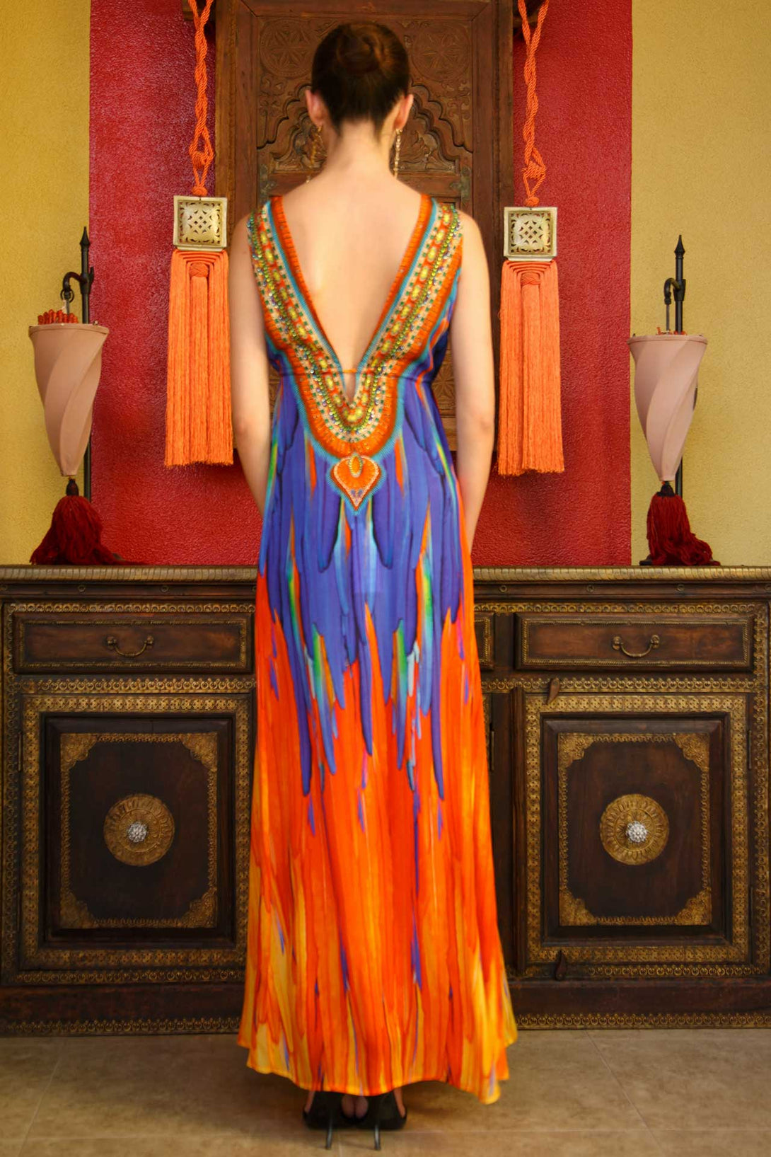  maxi dresses for women orange, long summer dresses for women, Shahida Parides, long dresses for women,