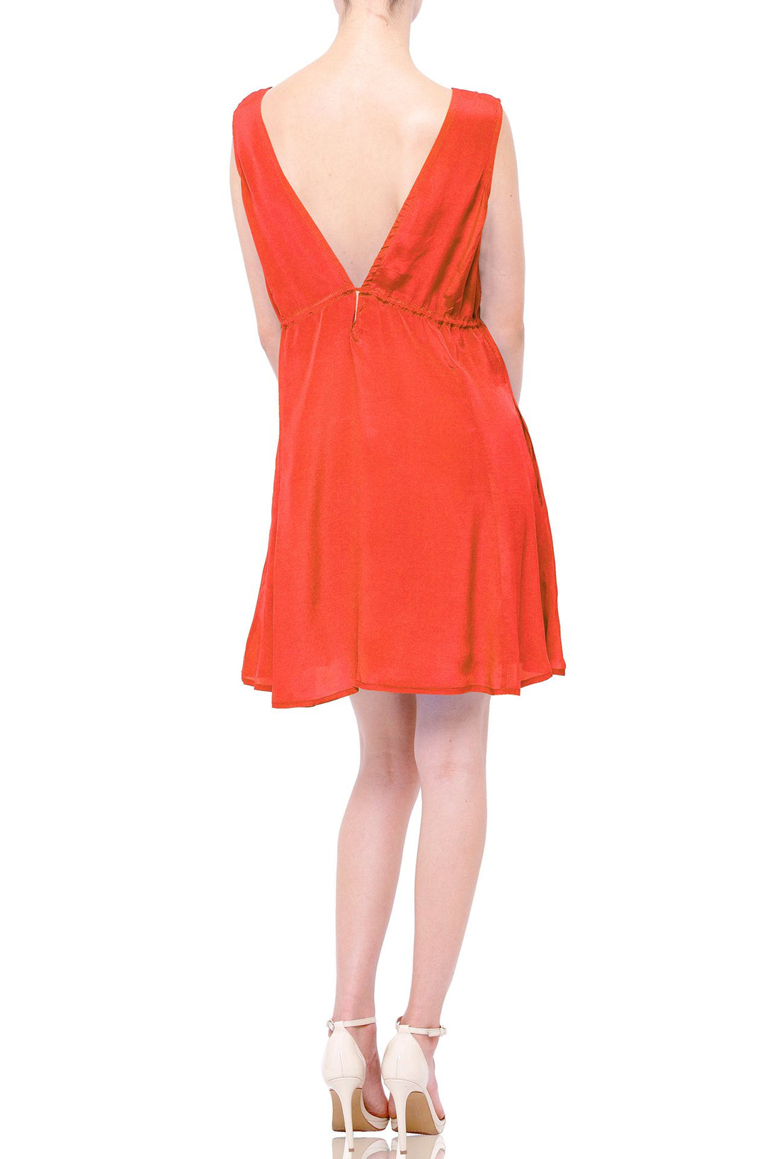  burnt orange mini dress, short sleeveless summer dresses,Shahida Parides, mini frock for women,