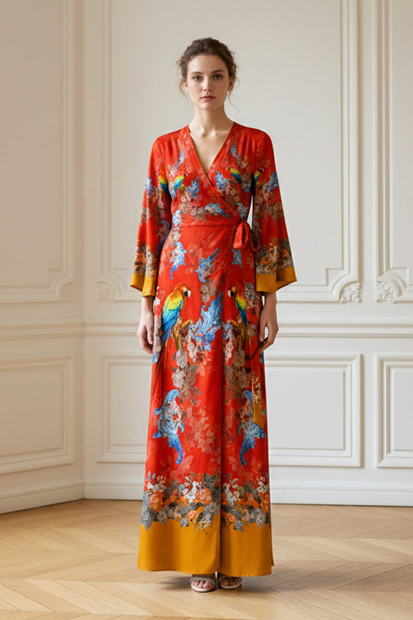 tropical dress for women Palm Leaf Midi Product code S - M Orange Tropical