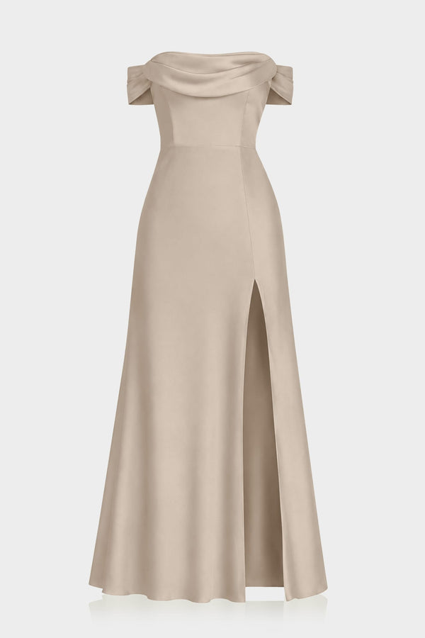 Taupe Satin Bridesmaid Dress