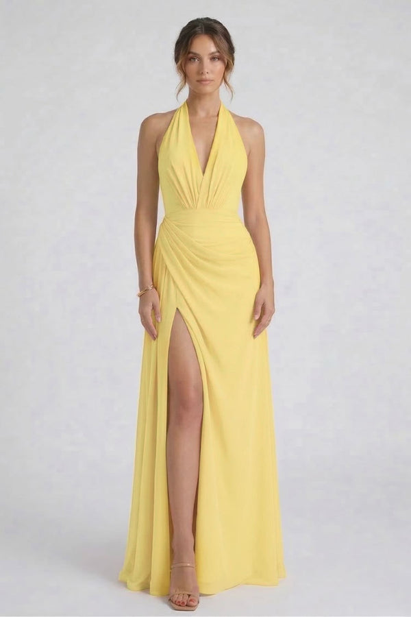 yellow silk bridesmaid dresses Marigold Yellow Bridesmaid Dress Sheath/Column Spaghetti Straps V-Neck