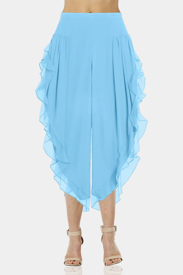 Shahida Parides,
ruffle hem pants,
plus size ruffle pants,
wide leg ruffle pants,