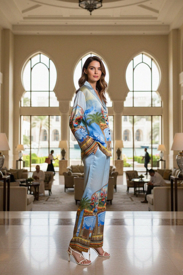 Designer Printed Shirt in Blue