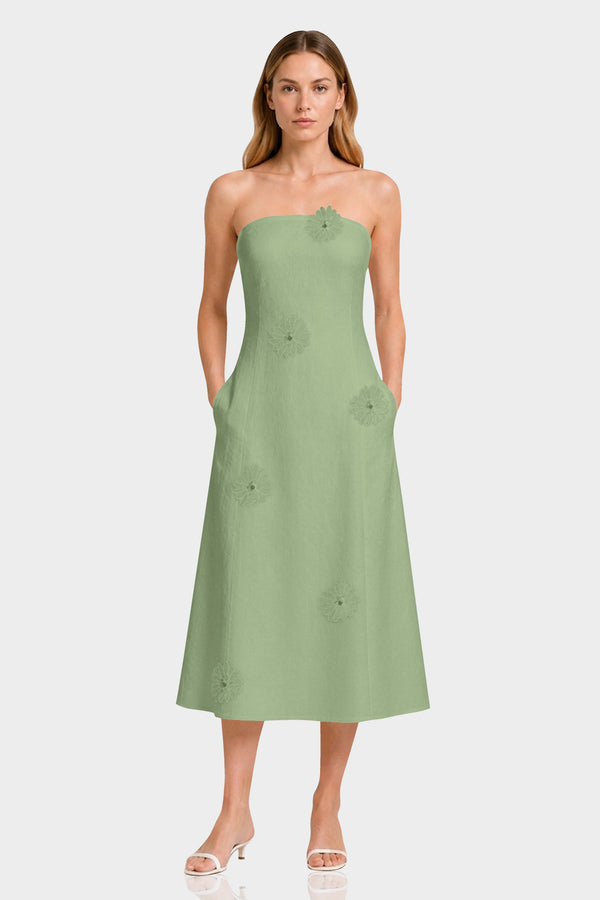 sage midi dress for summer Sage Green Cotton Gauze Sleeveless Dress - Midi Dresses