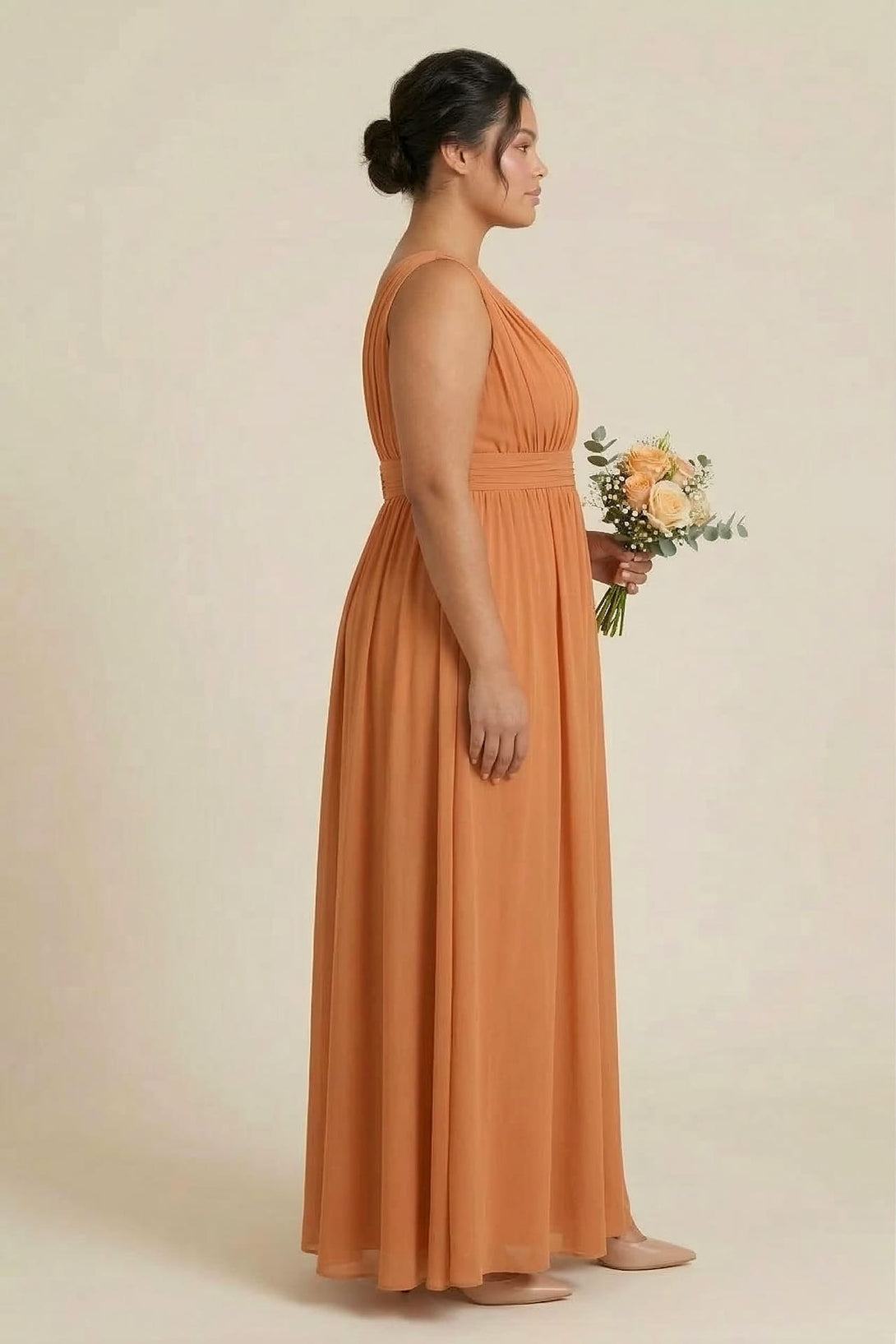 S / With Slit Cinnamon Heaven V-Neck Bridesmaid Dress – Warm Rustic Maxi Gown