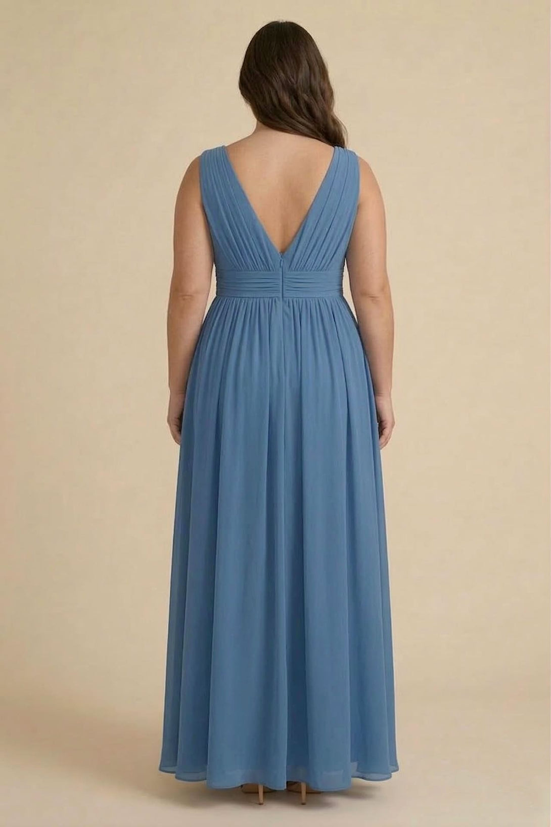 S / With Slit Ink Blue Heaven V-Neck Bridesmaid Dress Elegant Formal Maxi Gown S / With Slit Ink Blue Heaven V-Neck Bridesmaid Dress Elegant Formal Maxi Gown