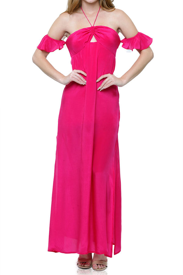  womens pink maxi dress, Shahida Parides, cut out back maxi dress, long summer dresses for women,