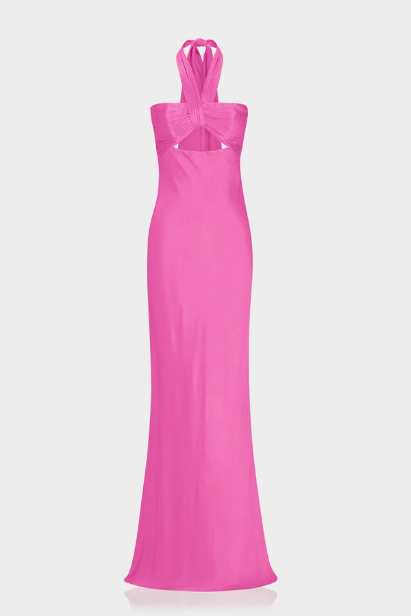 barbie formal dresses Pink Ruched Halter Satin Maxi Dress – Shahida Parides Color:Black Leather with Black Suede Lacing vt::Dresses::Pattern::Print Chic sexy and sophisticated Formal Dresses Neiman Marcus