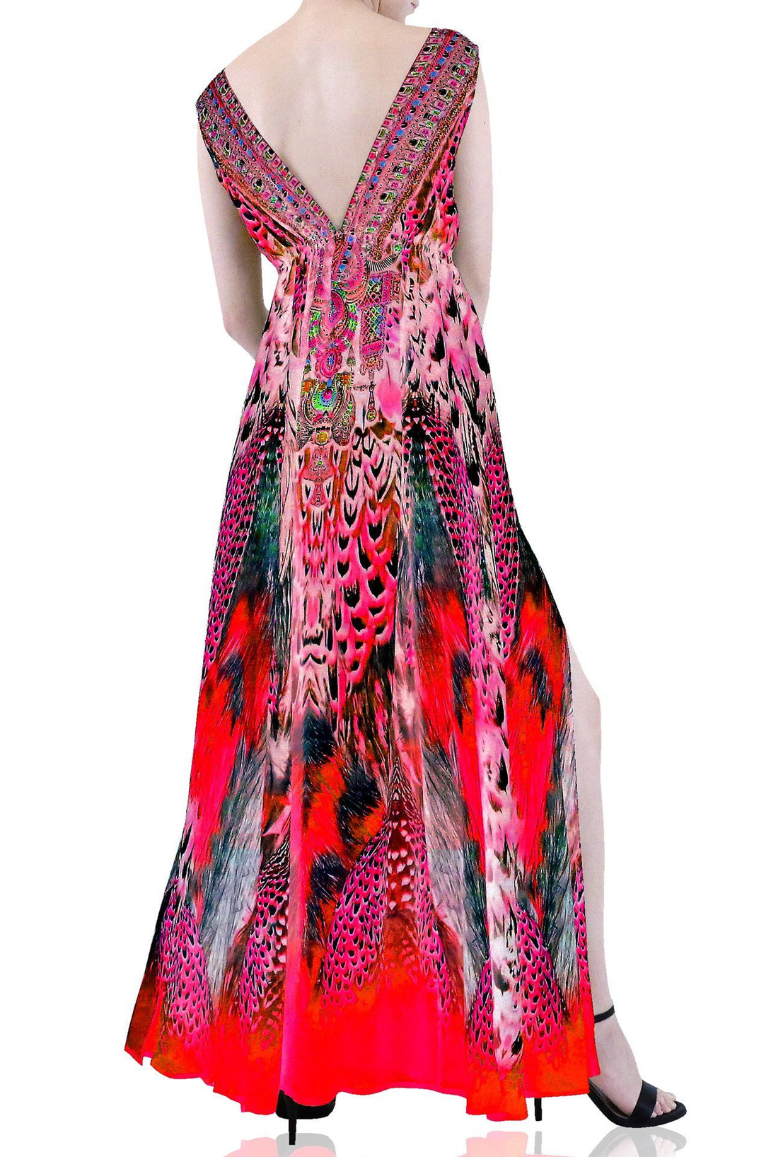  pink womens maxi dress, summer maxi dresses for women, plunging v neck formal dress,