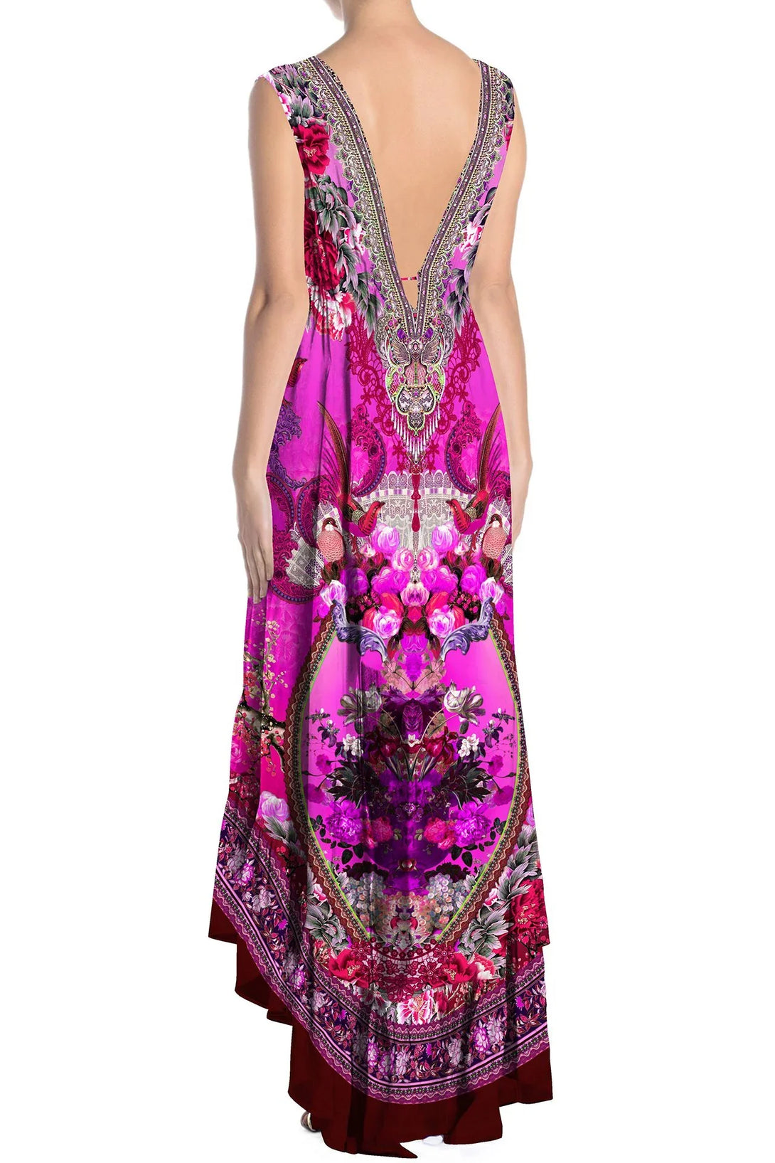  long dress pink colour, long summer dresses for women, Shahida Parides, asymmetrical dress formal,