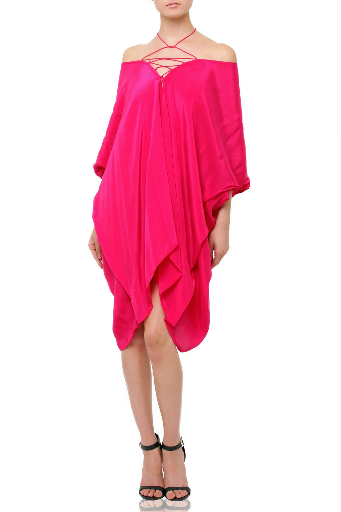 hot pink short dress, Shahida Parides, silk caftans,short sleeveless summer dresses, cute mini dresses,
