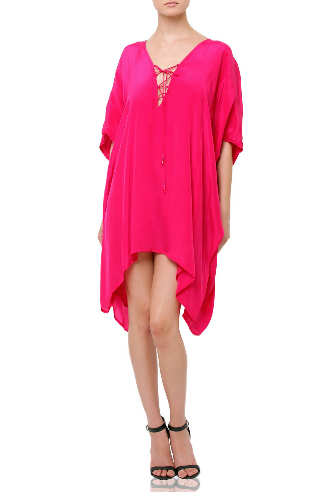 hot pink mini dress, luxury kaftan, Shahida Parides, sleeveless mini dress, sexy short dresses,