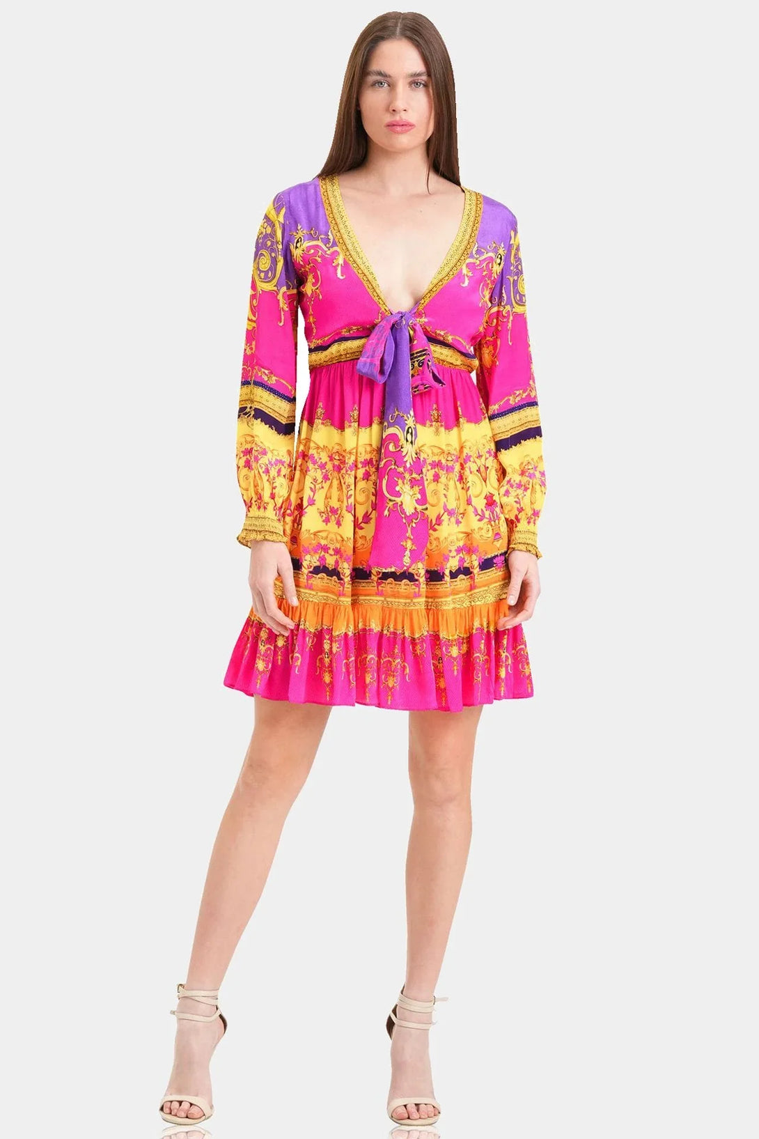  hot pink mini dress, Shahida Parides, full sleeve mini dress, sexy short dresses,