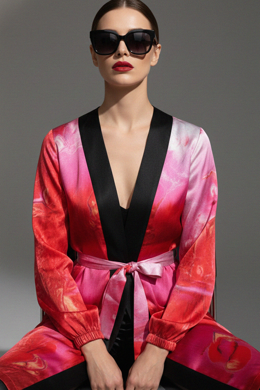 pink silk robe, long kimono, Kyle Richards, Kyle Store, Shahida Clayton, womens kimono