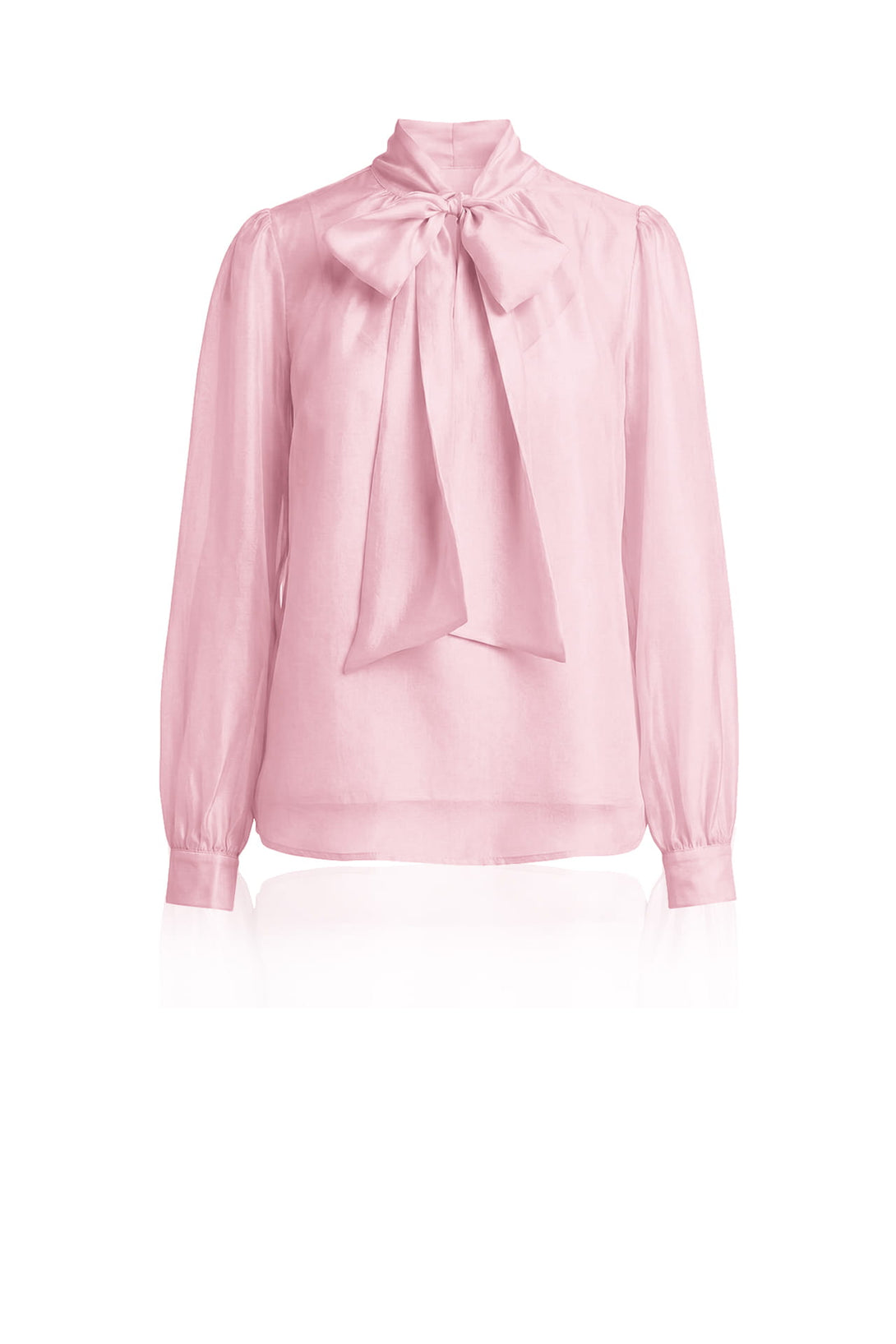 Blush Pink Tie Neck Sheer Organza Shirt | Shahida – Shahida Parides