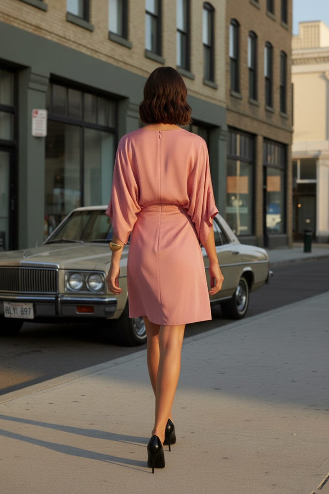 Custom Elegant V-Neck Pleated Cocktail Dress