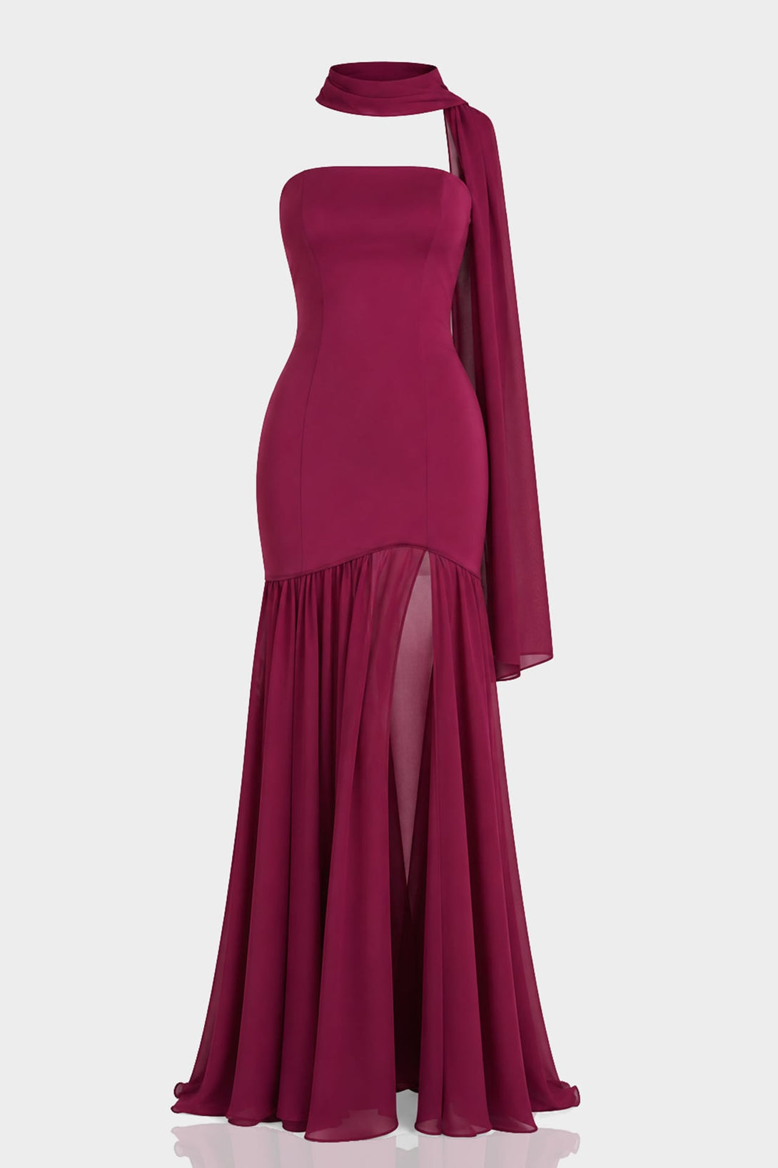 plum red bridesmaid dresses S Berry Strapless Satin Chiffon Maxi Dress Color classification:Pumpkin color JSK+back bow The timeless design ensures SleeveLength:Short sleeve Open Back Navy Blue