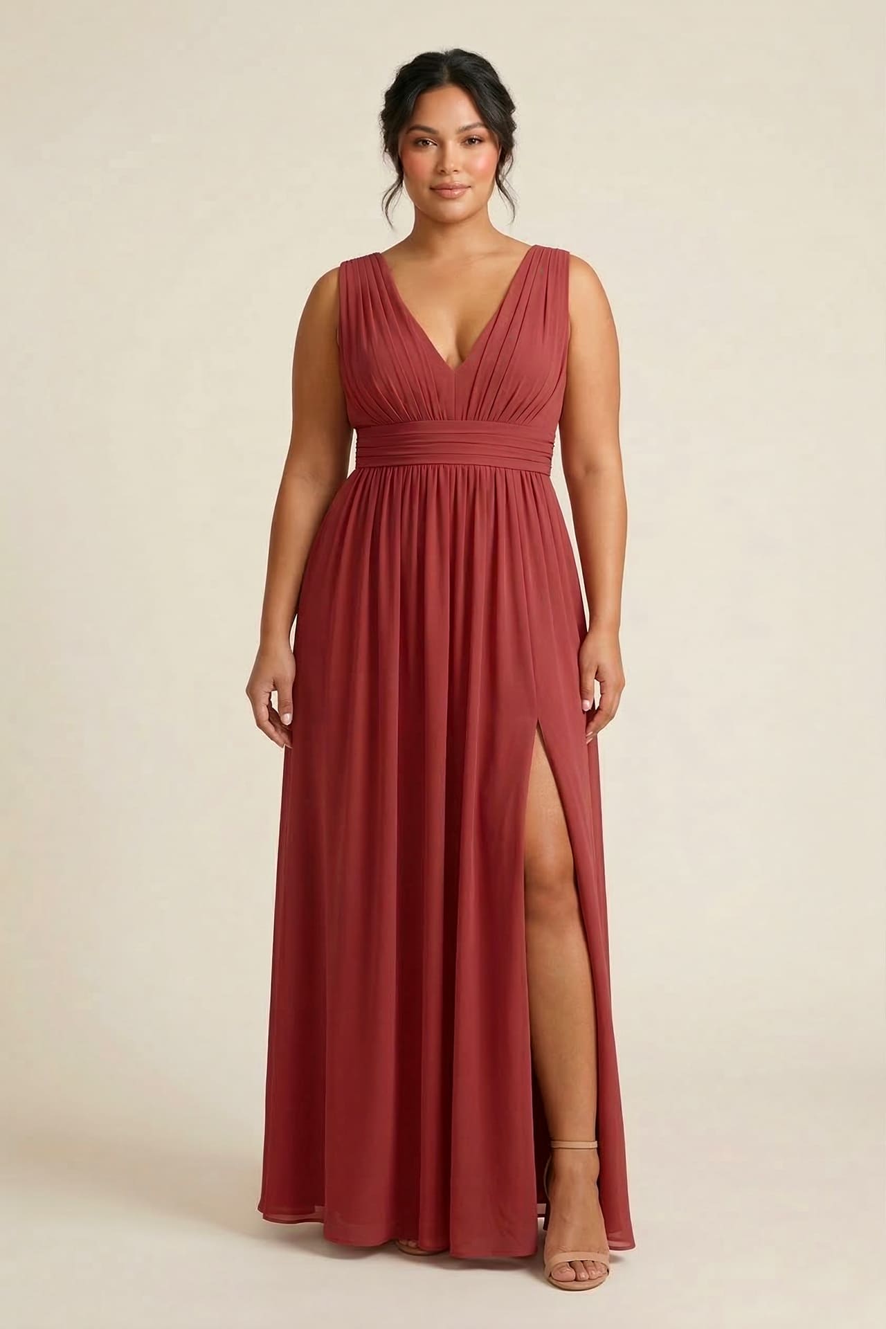 plus size burgundy dress formal Unique Vintage Plus Size Burgundy Turtleneck Midi Dress main image 1