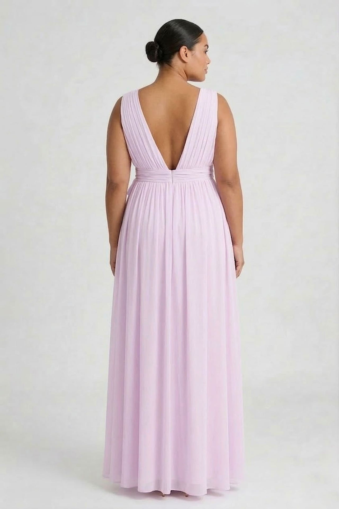 Frosted Lilac Bridesmaid Dress V-Neck Maxi