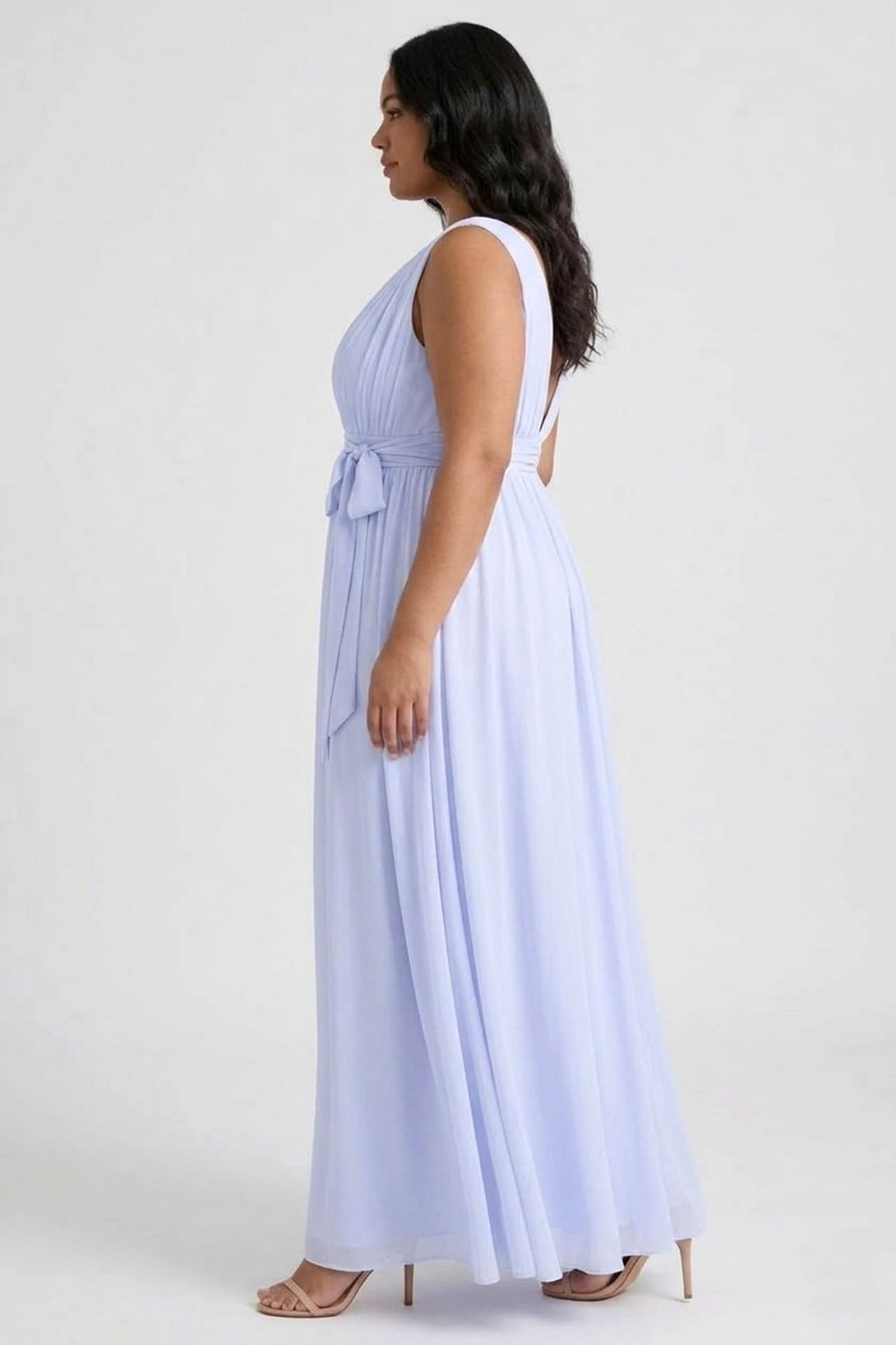 Ice Blue Chiffon Bridesmaid Dress V-Neck Maxi | Shahida Shahida Parides Ice Blue Chiffon Bridesmaid Dress V-Neck Maxi | Shahida Shahida Parides
