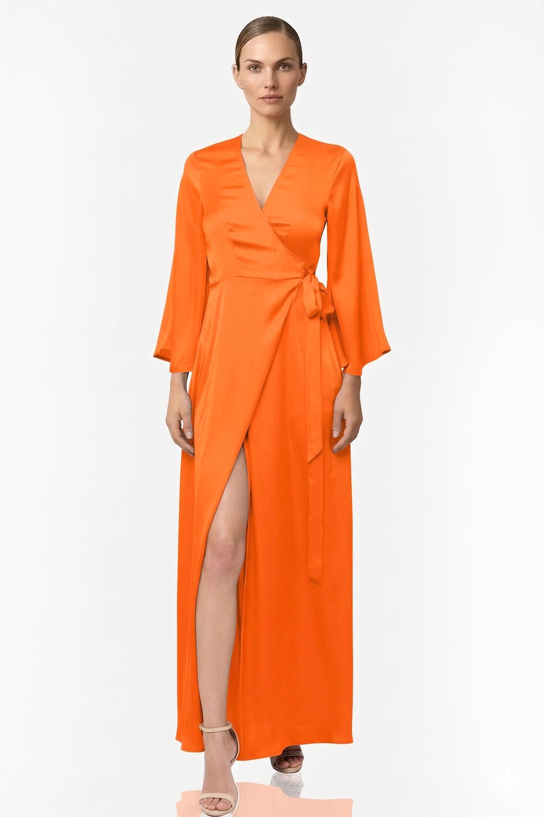 orange plus size summer dress Orange Animal Print Satin Women Plus Size Kaftan Summer Dress