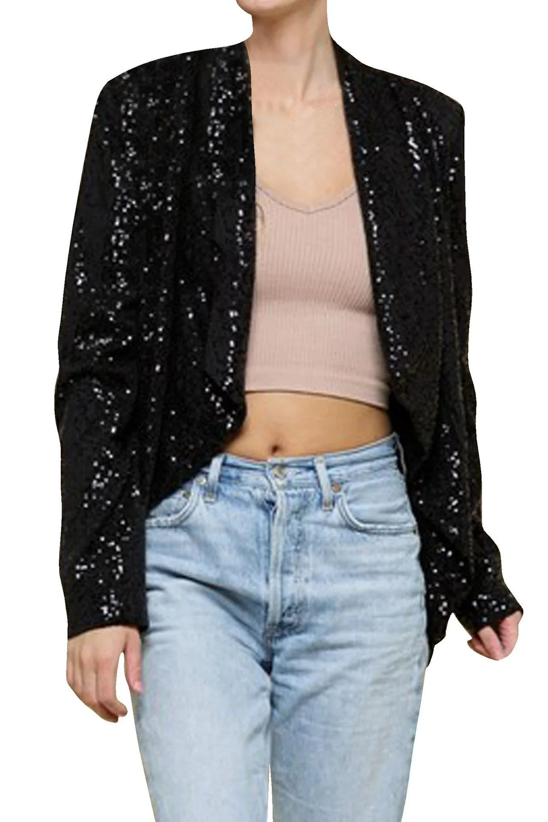 "womens black sequin blazer" "sequence jackets for women" "Shahida Parides" "black sequin jacket"