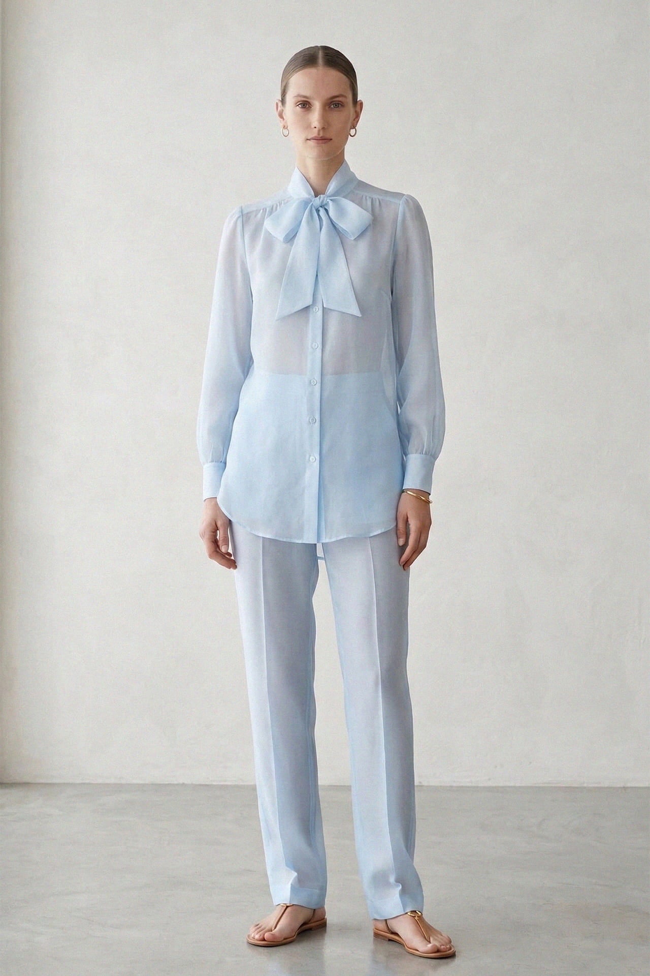 deres 】sheer dual blouse(フロスティブルー) deres シアーデュアル 