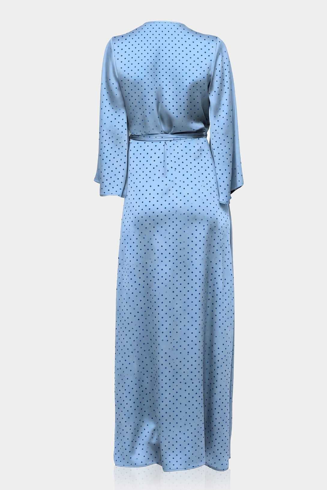 blue satin polka dot dress Dusty Wrap The drapey asymmetrical neckline tea length wedding dress plus size Royal Blue Mermaid Open Length (In):50