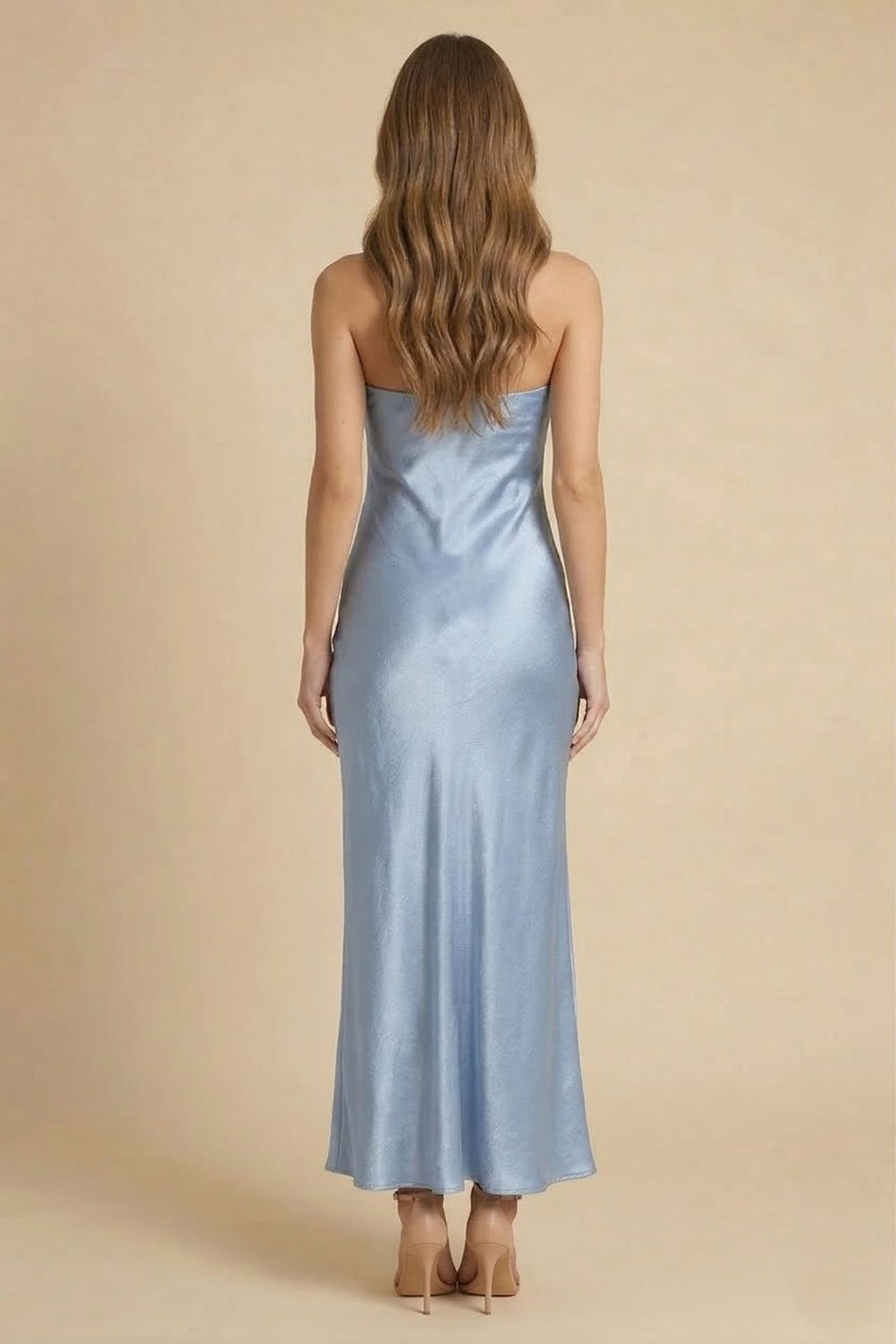 light blue dress with pearls Pearl Satin Gown – SAU LEE main image 0