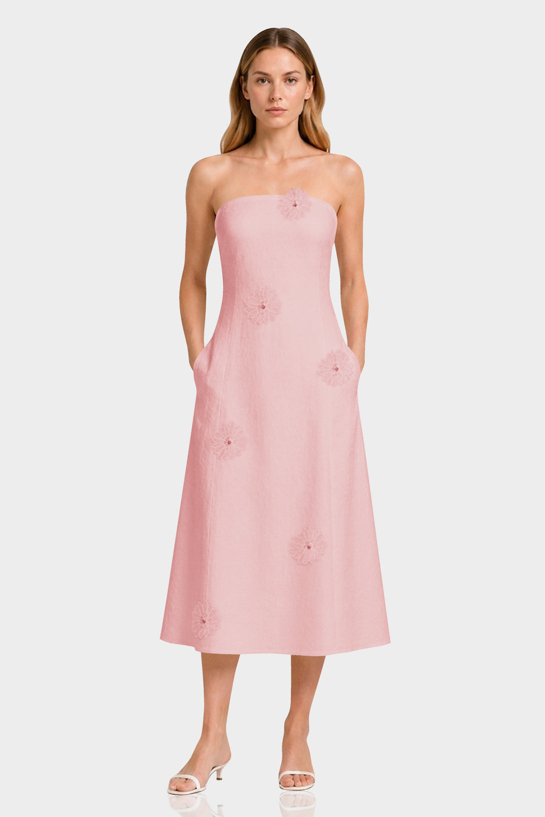 powder pink midi dress Show Me Your Mumu Maya Midi Dress in Pink