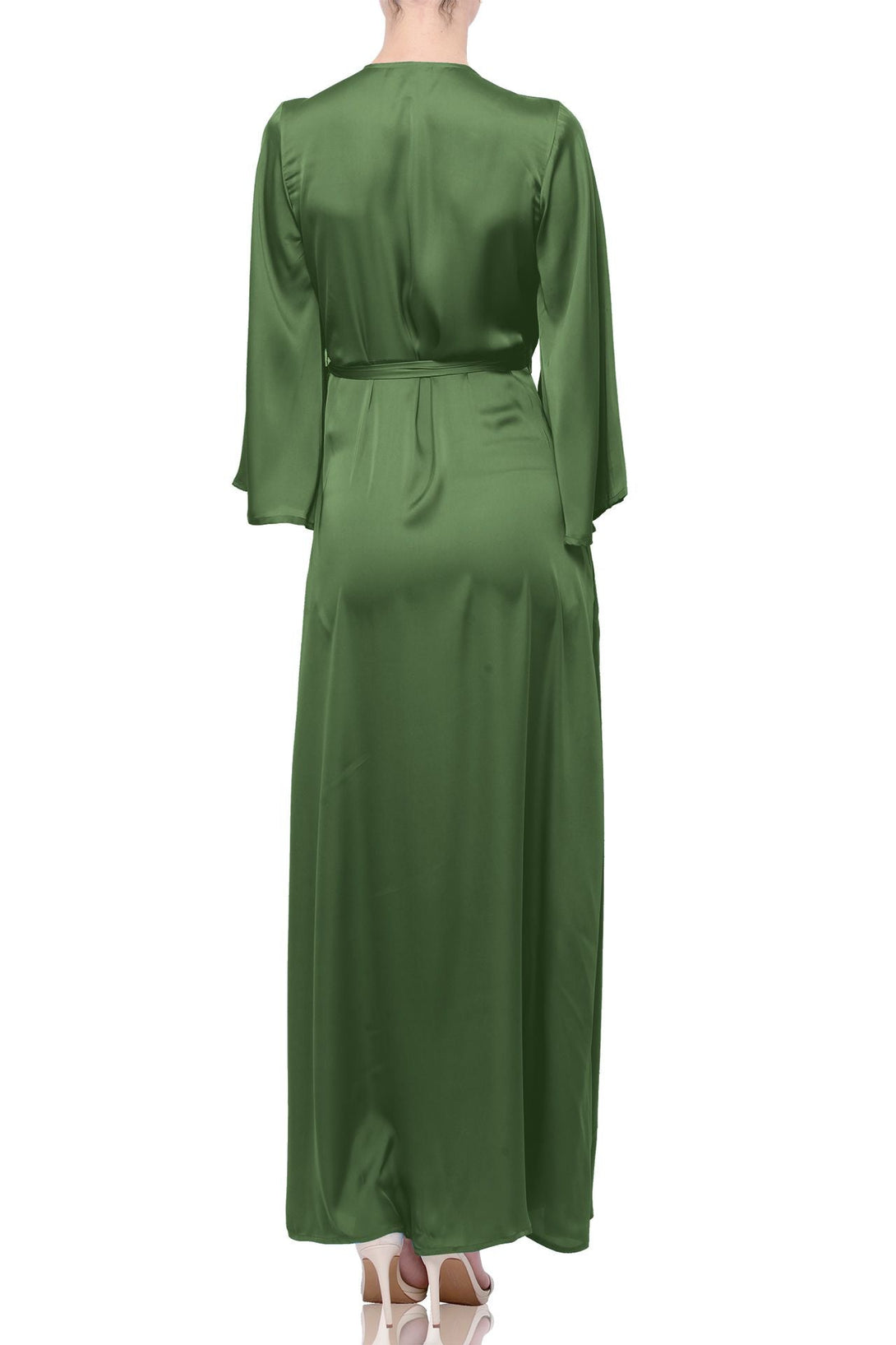 S Forest Green Satin Wrap Maxi Dress Bridesmaid Dress for Spring Summer Weddings S Forest Green Satin Wrap Maxi Dress Bridesmaid Dress for Spring Summer Weddings
