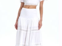 Luxury White Crop Top for Women – Deep V Neck Resort Crop Top with Guipure Lace Hem & Designer Summer Styling (Copy)