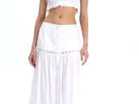 Luxury White Smocked Crop Top for Women – Resortwear Bralette Top with Lace Trim