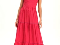 Luxury Fuchsia Pink Sleeveless Tiered Cotton Maxi Dress for Women – Resort Evening Wear