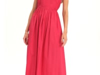 Fuchsia Pink Pleated Bodice Cotton Maxi Dress – Tropical Evening Wear