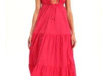 Fuchsia Pink Open Back Tiered Maxi Dress – Luxury Resort Vacation Dress