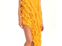 Carmen Mustard Yellow Viscose Silk Chiffon Dress