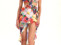 Alba Short Multicolor Floral Side Cut Out Dress