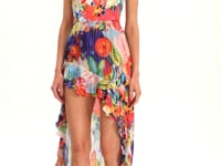 Melia High Low Multicolor Floral Print Sleeveless Chiffon Dress