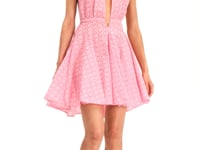Pink Eyelet Halter Mini Dress