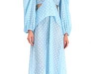 Sky Blue Eyelet Cutout Maxi Dress for Women