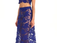 Royal Blue Floral Crochet Lace Crop Top