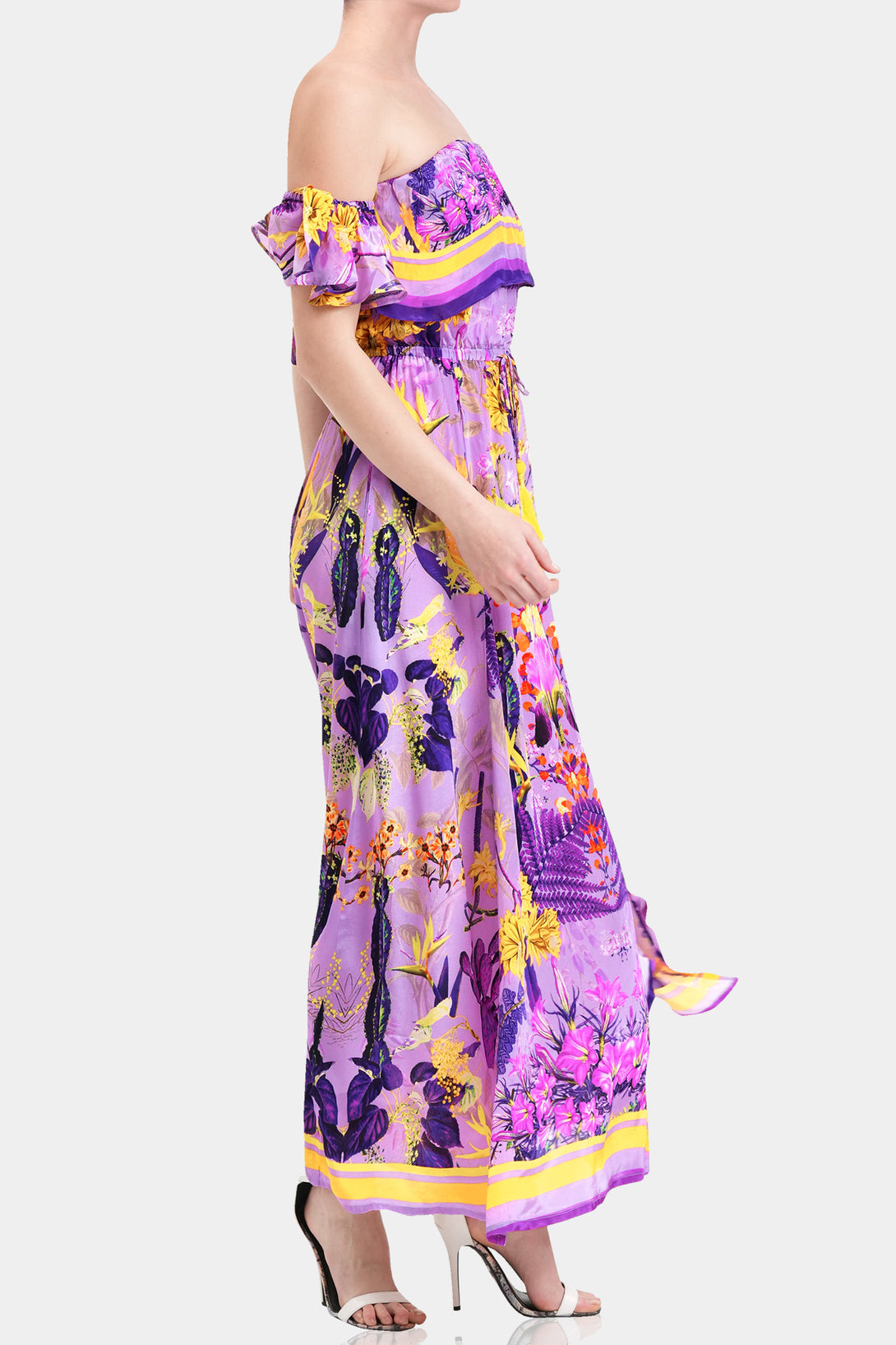  purple long dress prom, off the shoulder floral dress, long flowy dresses, Shahida Parides, 