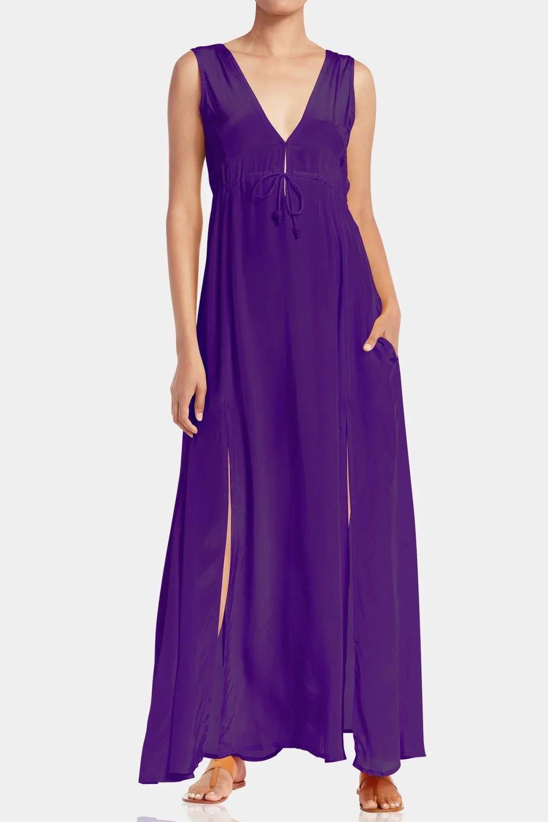 Designer Dark Purple Long Dress | Deep V Cut Dress | Shahida Parides Large-Extra Large Designer Dark Purple Long Dress | Deep V Cut Dress | Shahida Parides Large-Extra Large