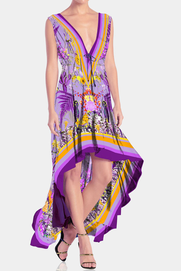  purple colour long dress, long summer dresses, asymmetrical cocktail dress, Shahida Parides, maxi dresses for women,