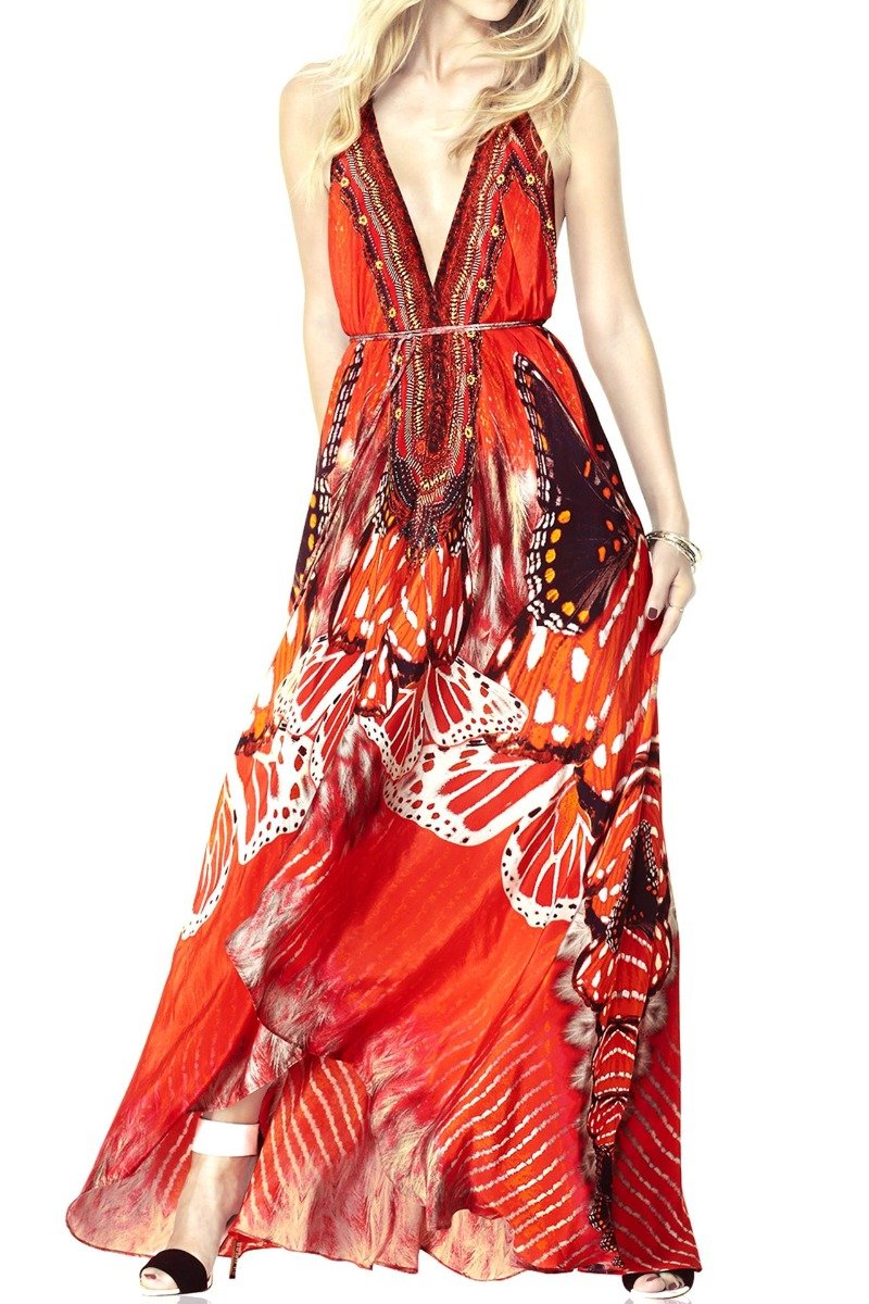  red formal outfits, formal dresses for women, Shahida Parides, plunging neckline cocktail dress,