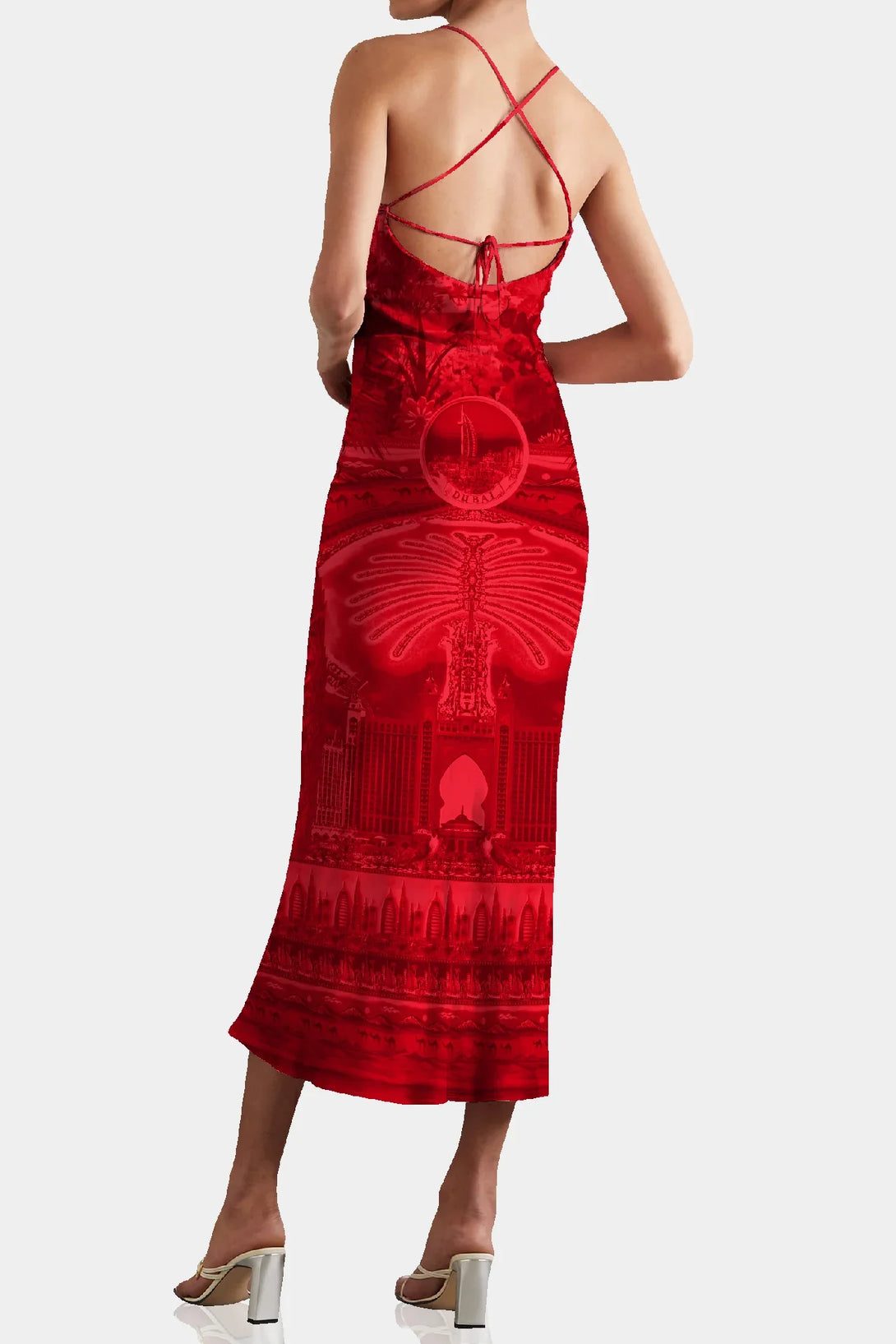 Red dress stripe dress sexy plus size sundress Shahida Parides womens maxi sundress